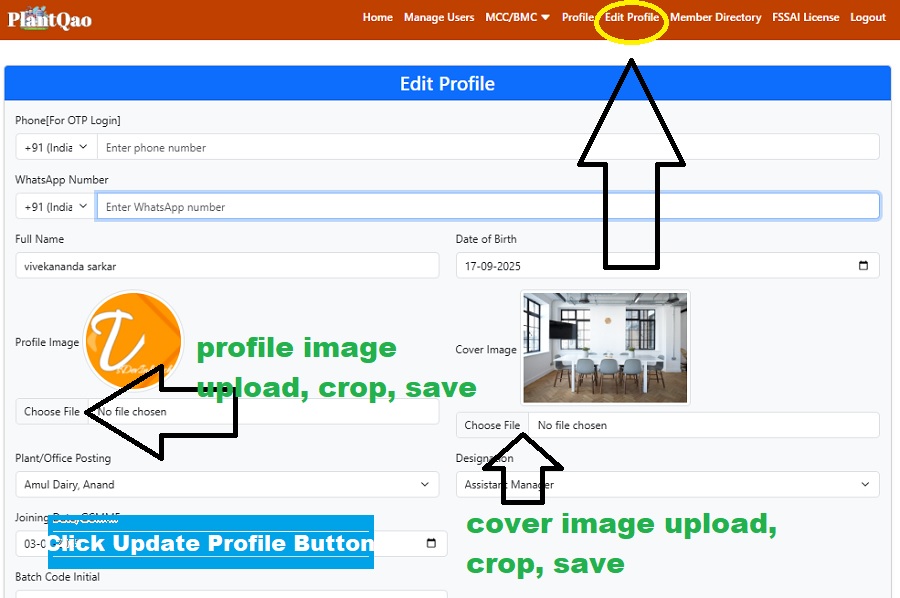Edit Profile Example